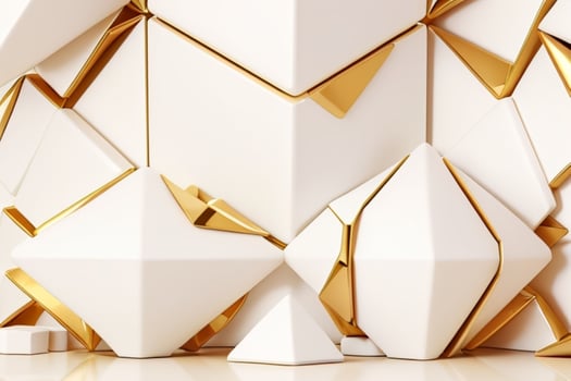 AI generated 3d rendering luxury white and golden abstract background. Pro Photo