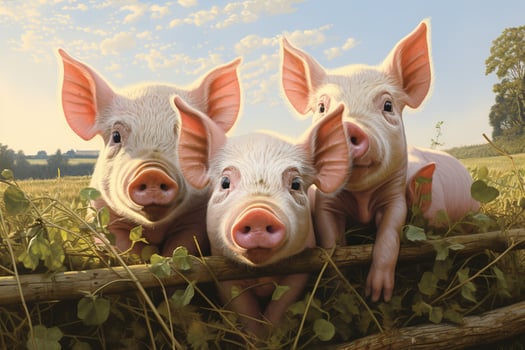 AI generated Piglets on the farm photo