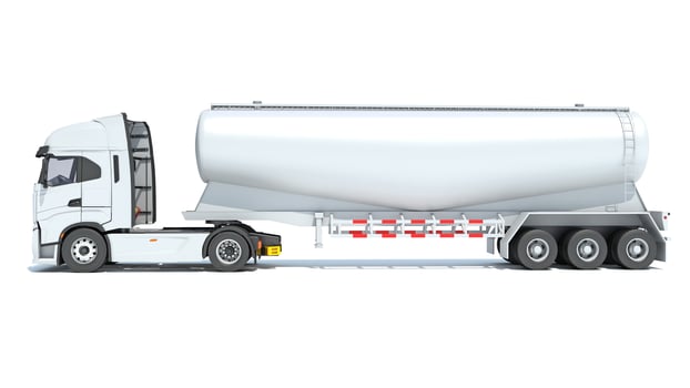 Semi Truck with Tank Trailer 3D rendering on white background photo