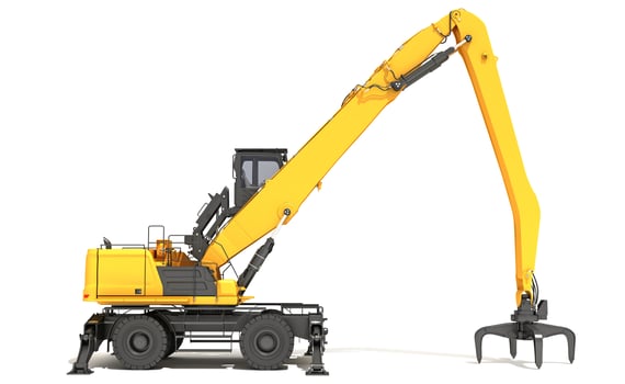 Material Handler heavy construction machinery 3D rendering on white background photo
