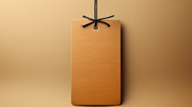 AI generated Brown Blank Craft Label Mockup Brown Paper Gift Tag for Decorating Product Set on Soft Background photo