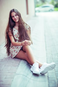 Teen girl outdoors photo
