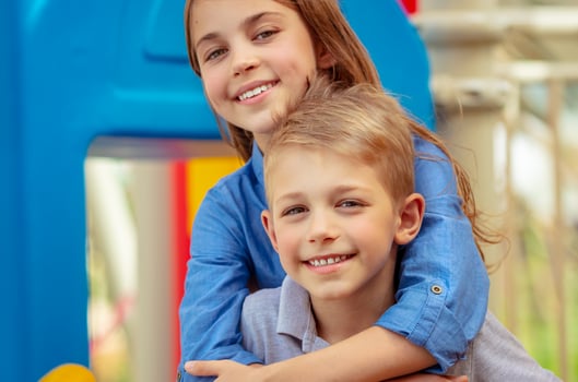 Little friends playing outdoors photo