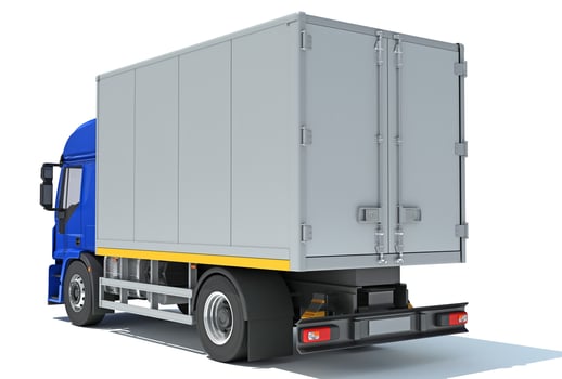 Transporter Box Truck 3D rendering on white background photo