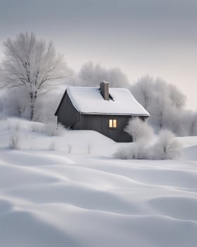 AI generated Modern House in a Winter Wonderland photo