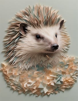 AI generated Detailed Paper Collage Art of a Hedgehog photo