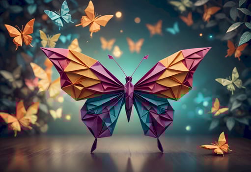 AI generated Colorful Origami Butterfly photo