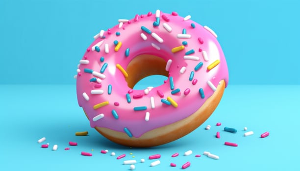 AI generated a colorful donut on a blue background photo