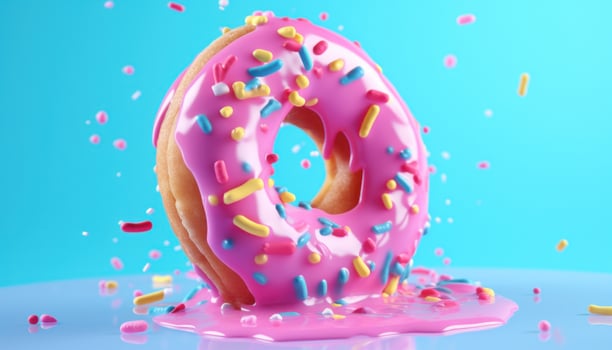 AI generated a colorful donut on a blue background photo