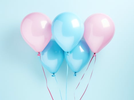 AI generated a pink and blue pink and blue balloon has four hearts on it photo