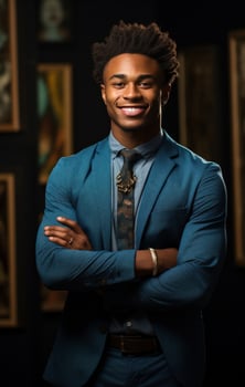 AI generated a smiling business executive in a suit photo