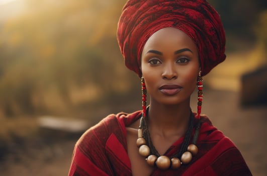 AI generated a woman dressed in traditional african attire is posing photo