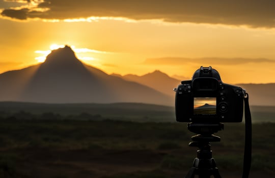AI generated the dark horizon of kenya peaks in the middle of the sunset photo
