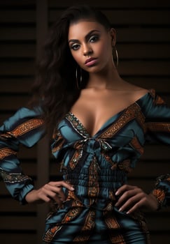AI generated tiger stripes romper african print photo