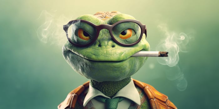 AI generated Portrait of an Old Turtle Smoking. Generative AI photo