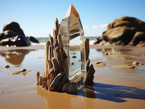 AI generated Shiny Sea Glass on The Beach. Gemstone. Generative AI photo