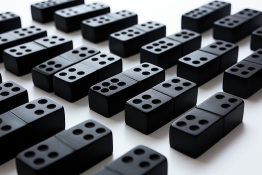 AI generated Black Domino Blocks isolated on white background, business and education concept, Black dominoes on a white background, AI Generated photo