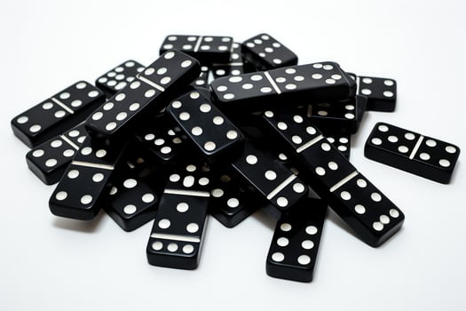 AI generated black dominoes isolated on white background, closeup of photo, Black dominoes on a white background, AI Generated photo