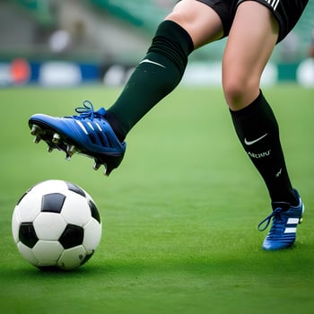 AI generated A soccer player is about to kick a soccer ball photo