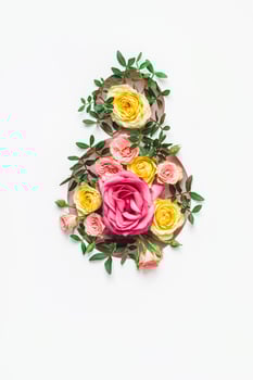 March 8th concept. Creative Number 8 made of hole and colorful roses. Elegant Greeting Card Women's Day on March 8th photo