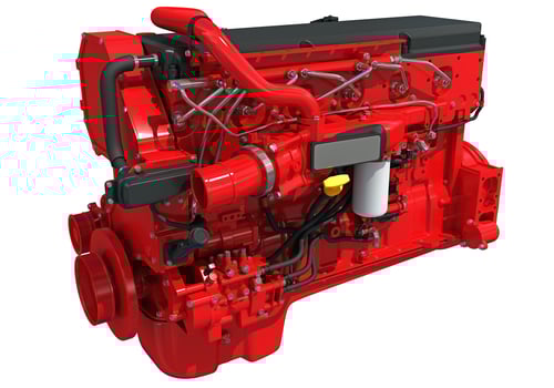 Truck engine 3D rendering on white background photo