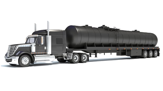 Truck with Tank Trailer 3D rendering on white background photo