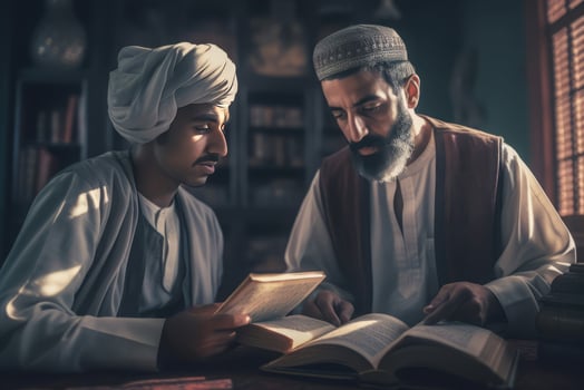 AI generated Teaching sacred Islamic Quran. Generate ai photo