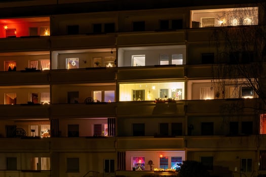 an old gdr block of flats at christmas photo