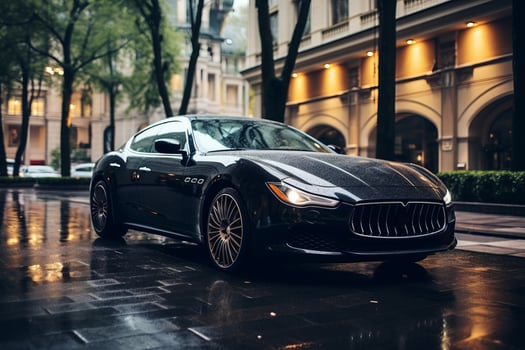 AI Generated Luxury expensive modern car standing in the street photo