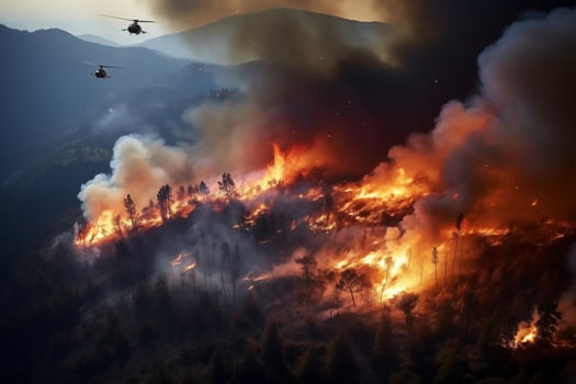 AI Generated Fast-spreading wildfires and ecological catastrophes due to climate change and global warming photo
