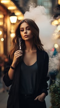 AI generated Beautiful woman with an electronic cigarette, ai generative photo