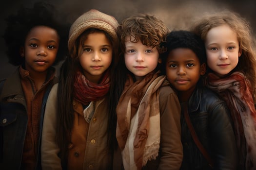 AI generated diversity ethnic kids photo