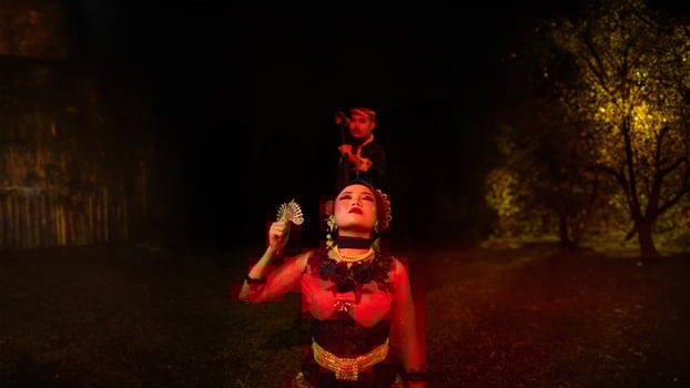 a female dancer looks lost and reflects the emptiness and loss photo