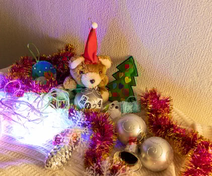 Close up shot of new year decorations. New year changing numbers. Holiday photo