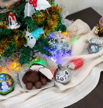 Close up shot of new year decorations. New year changing numbers. Holiday photo