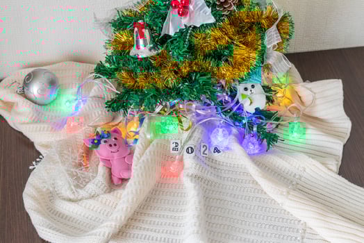 Close up shot of new year decorations. New year changing numbers, Holiday photo