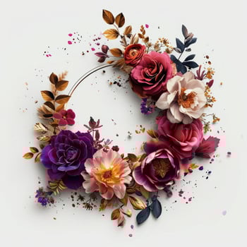 AI generated flowers around the frame on a white background photo