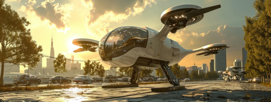 AI generated unmanned aerial vehicle air taxis photo