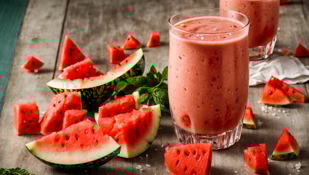 AI generated Fresh watermelon smoothie on the table photo