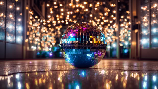 AI generated Beautiful colored disco ball closeup photo