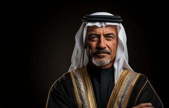 AI generated Photo of a religious man in contemplative pose with folded arms, eid and ramadan images