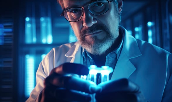 AI generated Male scientist conducting experiments in a high tech lab photo