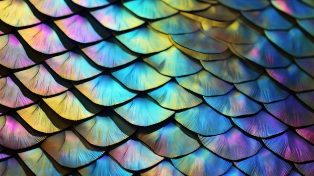 AI generated A macro shot of the colorful scales of a butterfly wing photo