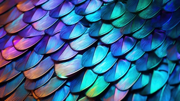 AI generated A macro shot of the colorful scales of a butterfly wing photo
