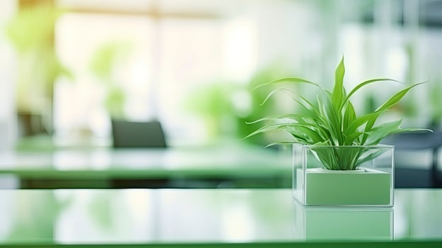 AI generated Concept of a green office space. eco friendly office photo