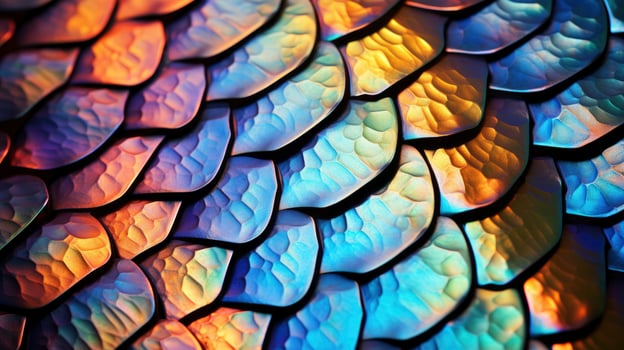 AI generated A macro shot of the colorful scales of a butterfly wing photo