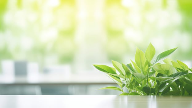 AI generated An element of green office decor with a potted plant. photo