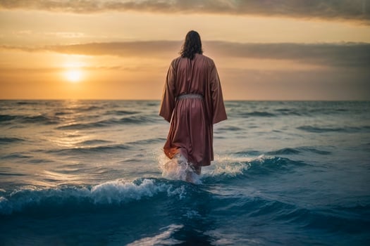 Miracle of Jesus Christ walking on water photo