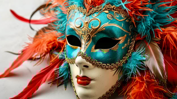 AI Generated Venetian carnival mask isolated on white background photo