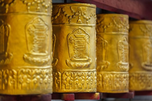 Prayer wheels in Tabo Monastery photo